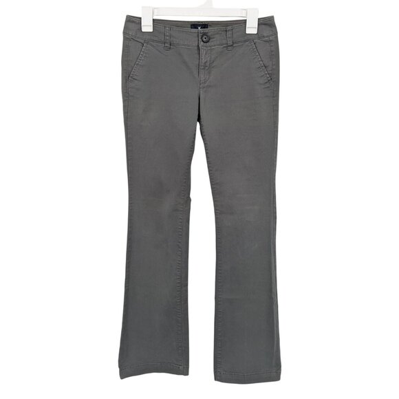 American Eagle Bootcut Pants Women Size 4 Kick Boot Stretch Y2K Normcore Neutral - Picture 1 of 12